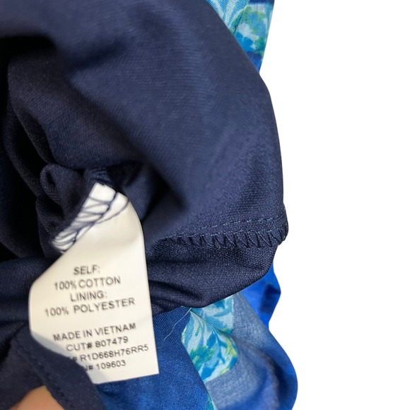 Rabbit Rabbit Rabbit‎ Designs Blue Floral Stripe Sleeveless Dress Pintuck Pleats - Picture 8 of 10